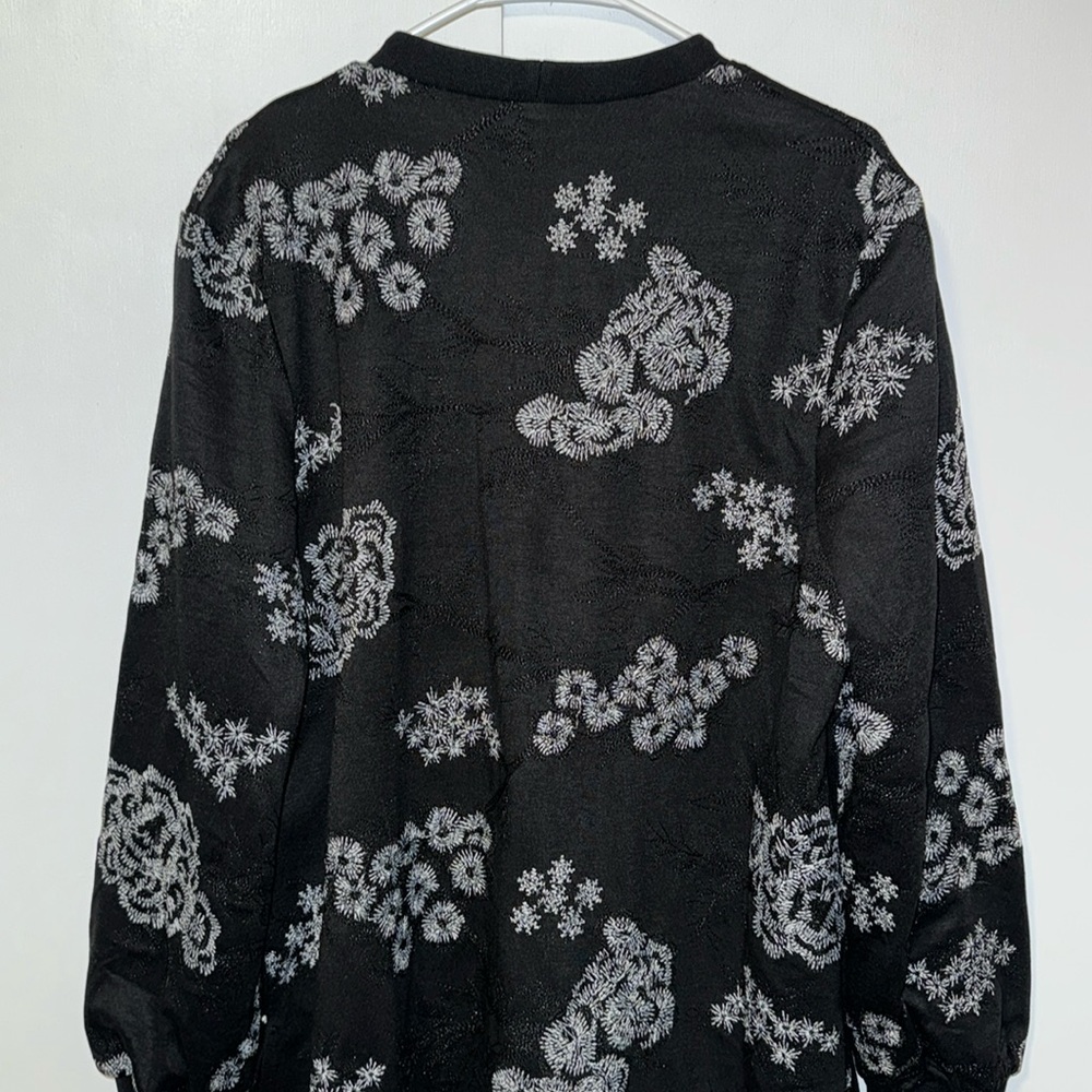 Pearl by Lela Rose Embroidered Jersey V-Neck Tunic Sweatshirt Black Women’s L - Picture 7 of 11